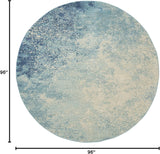 Home Passion Navy/Light Blue 8' x Round Area-Rug, Modern, Abstract, Easy-Cleaning, Non Shedding, Bed