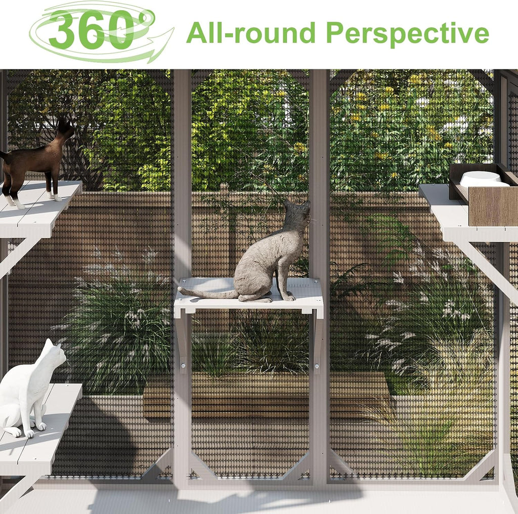 65.1" L Window Catio with 4 Jump Platforms, Mosquito-Proof Cat Window Box for Sunbathing, Napping, Overlooking, Study