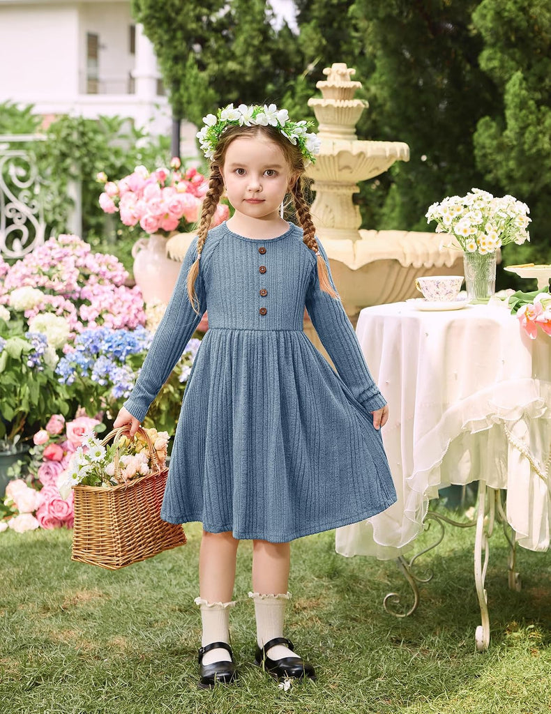 Toddler Girls Sweater Long Sleeve Knit Fall Winter Dresses