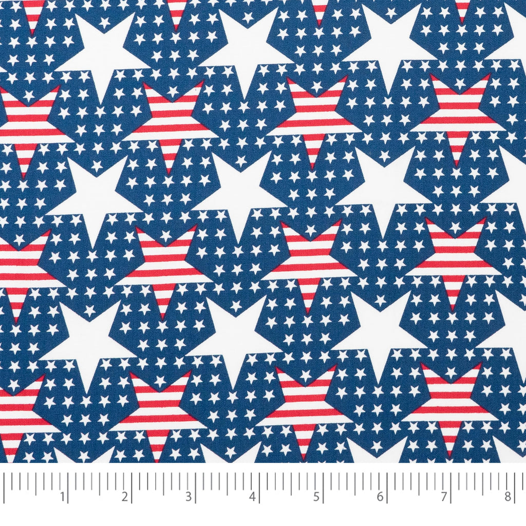 Fabrics, 100% Cotton Quilt and Crafting Fabric for Sewing 44 inch Wide Stripes in Stars On Dots Cut by the Yard