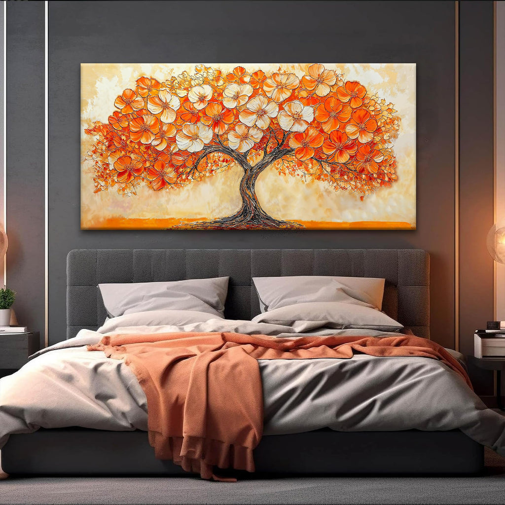 Canvas Art Wall Decor Orange Tree Abstract Wall Art Picture Modern Landscape Abstract Art Painting Home Wall Decor