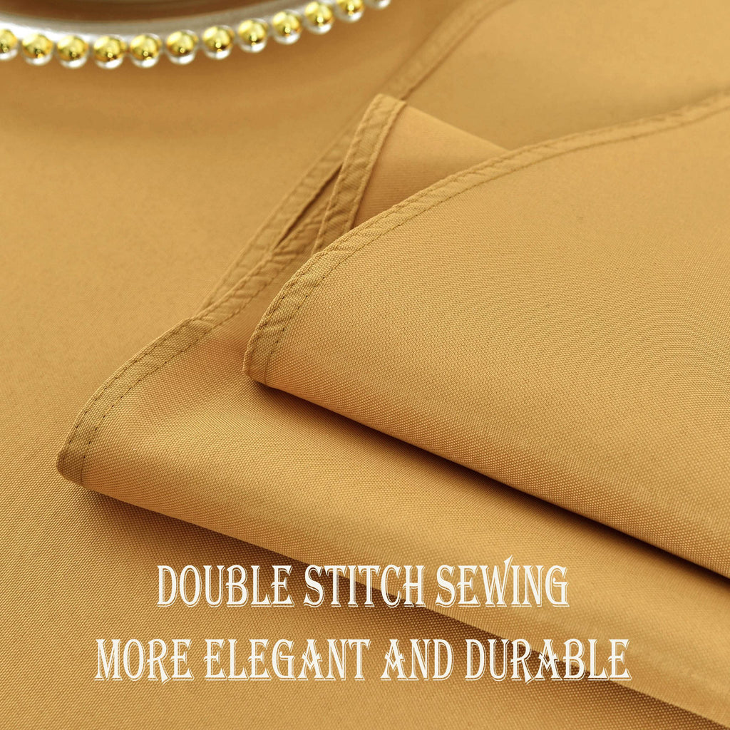 Gold Round Tablecloth Waterproof Wrinkle Free Table Cloth, 90 inch