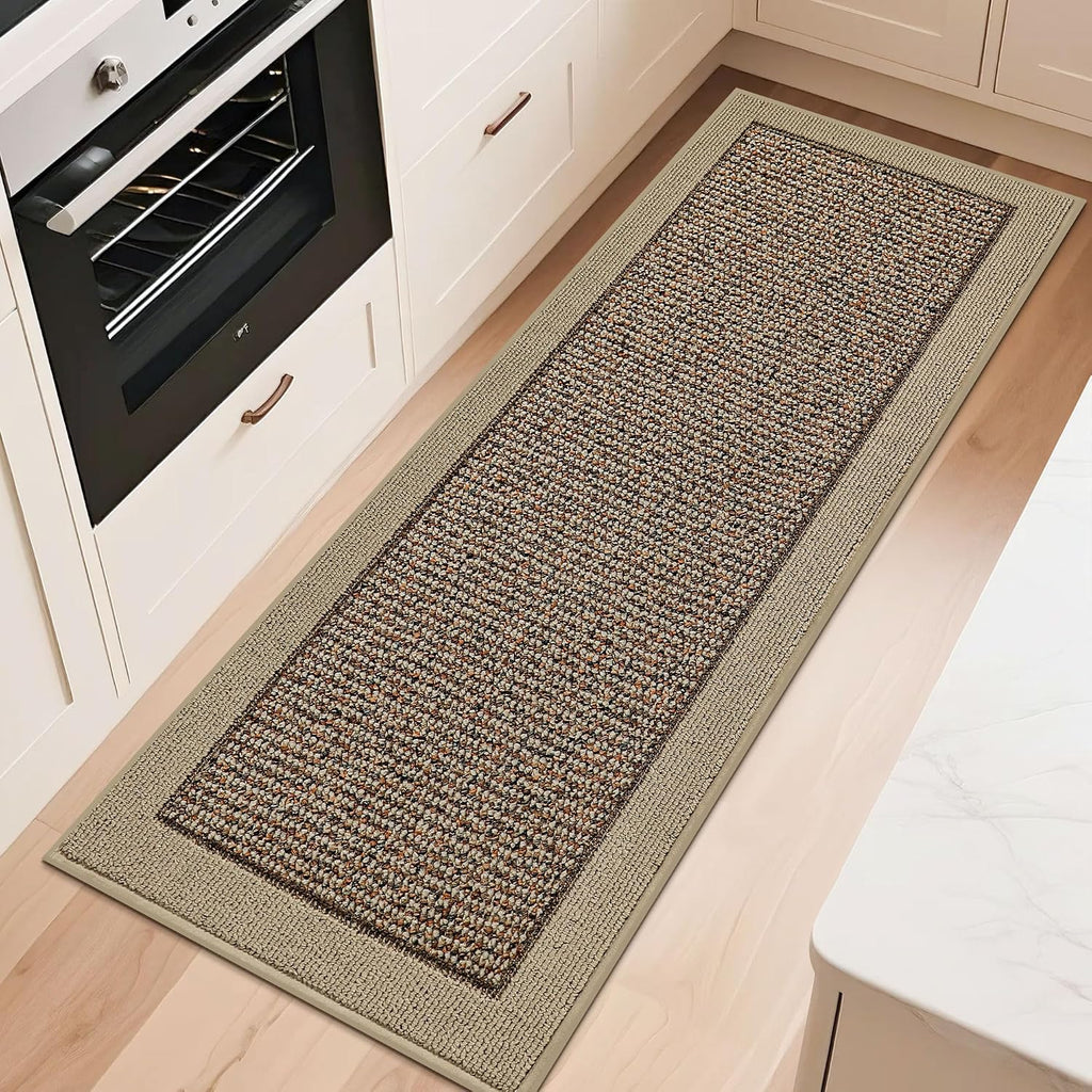 Kitchen Runner Rug 24"x60", Non Slip Kitchen Mat Washable, Taupe | Kitchen Mats for Floor, Extra Absorbent and Stain