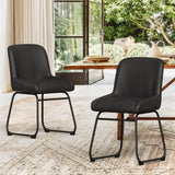 Dining Chairs Set of 4, Modern Upholstered Kitchen Chairs with Padded Back and Metal Legs, Black