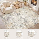 5x8 Area Rug Living Room Rugs - Washable Neutral Modern Abstract Soft Thin Large Rug Indoor Floor No Slip Rug Carpet