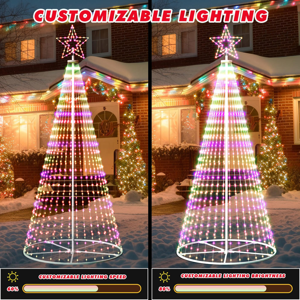 Outdoor Christmas Tree, 12 ft Prelit Christmas Tree, Smart Cone Outside Christmas Trees Light Show, App Control with