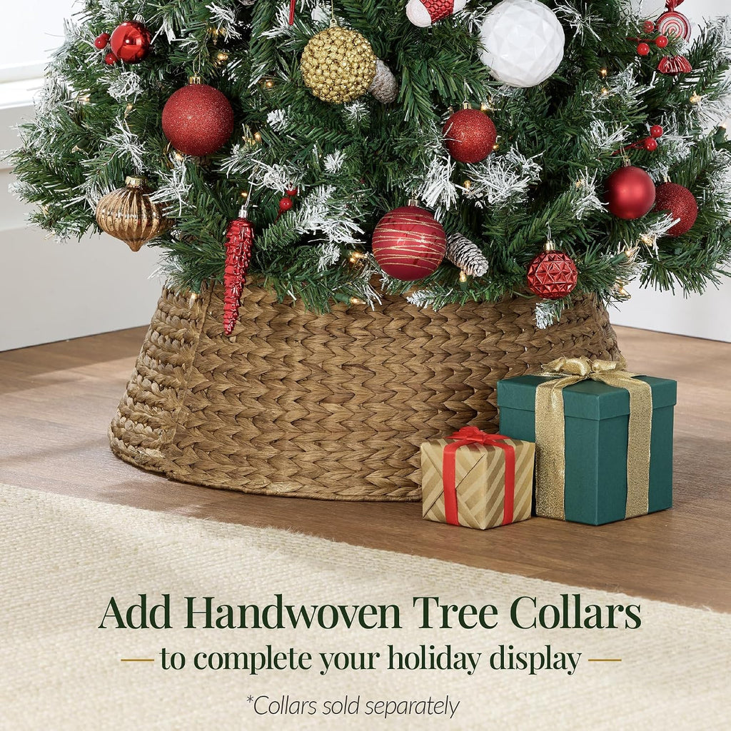 Pencil Christmas Tree Pre-Lit w/Viral Twinkling Lights, Slim Pre-Decorated Artificial Frosted Pine Skinny Holiday