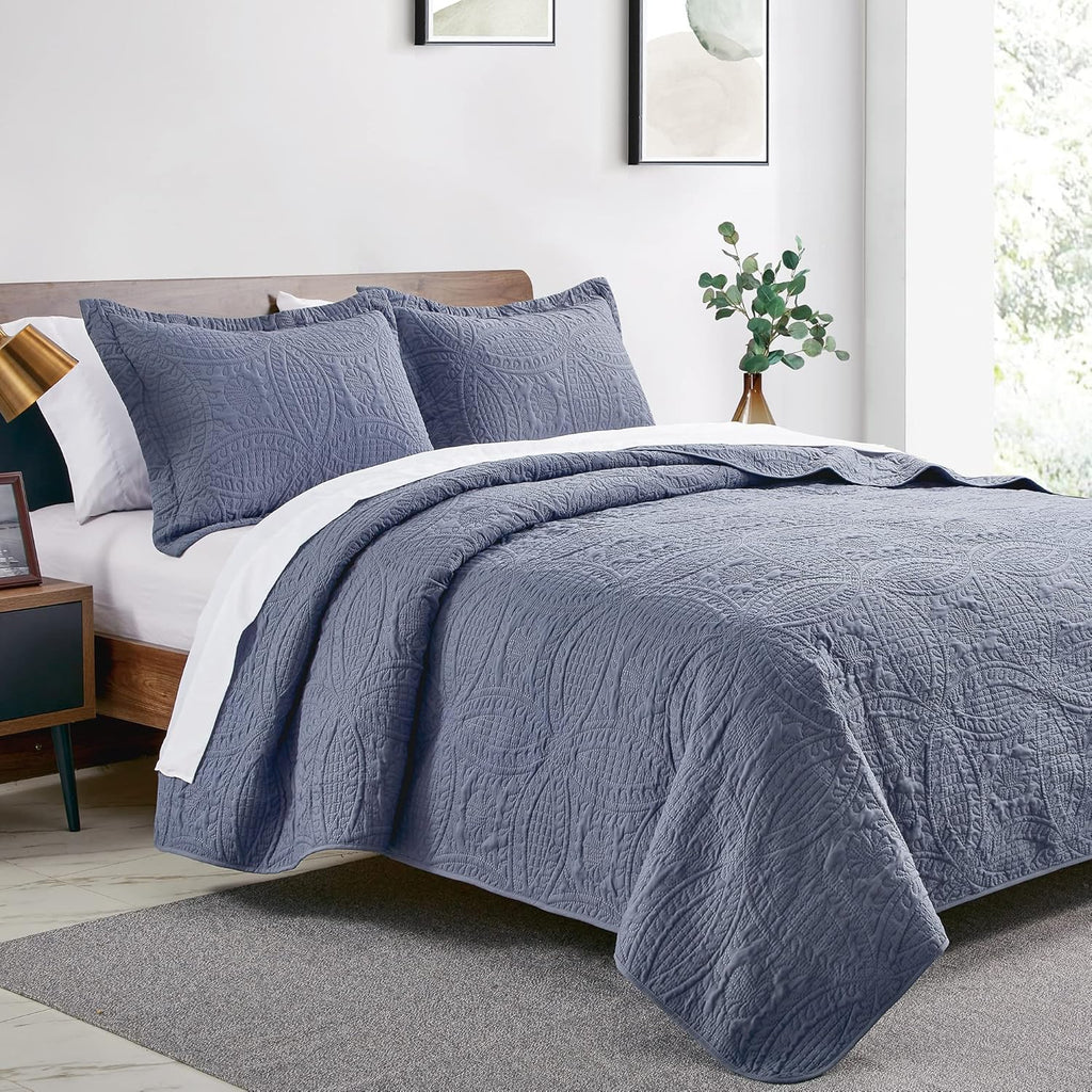 Quilts for Queen Bed Blue Bedspreads - Soft Bed Summer Lightweight Bedspread Comforter