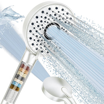 Shower Head with Handheld, High Pressure 10-Spray Detachable Chrome Showerhead with Stainless Steel Hose, White