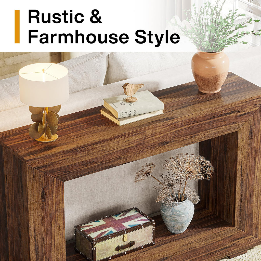 Farmhouse Console Table, 47 Inches Entryway Console Table with Storage, Industrial Hallway Accent Table, Entrance