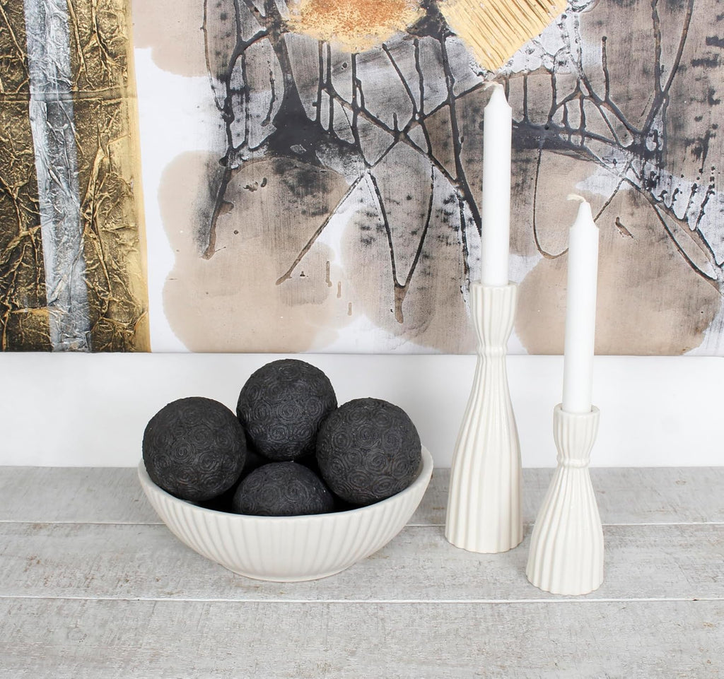 Decorative Resin Orbs, Balls, Spheres, Bowl Filler, Vase Filler 3.25 inch Pieces Black - Set of 6