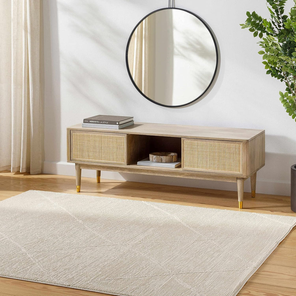 Caelia Living Room, Bedroom Machine Washable Area Rug - Diamond Geometric Trellis - Bohemian Transitional Modern