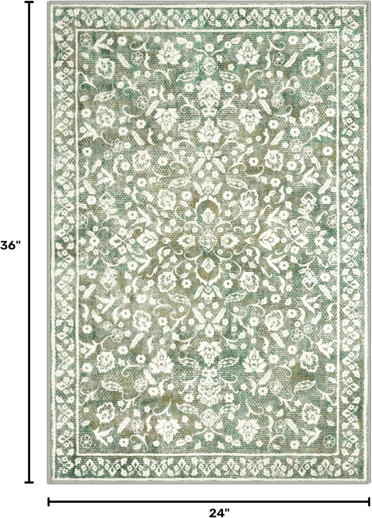 Vintage Washable Entryway Rug 2x3 Small Area Rug Non Slip Door Mat