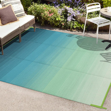 Ombre Outdoor Rug Waterproof, Plastic Straw Outside Rug, Camping Rugs for Outside RV, Large Outdoor Area Rug