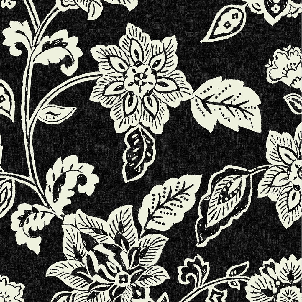 Outdoor Bench Cushion, Foam, 48x18, Black Jacobean | TPU Backed Fabric, Waterfall Design, Made With PROFOAM