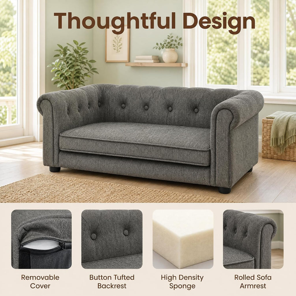 Dog Sofa Couch for Medium Dogs, Memory Foam Pet Couch with Washable Fabric Removable Cushion, Sofa Bed for Medium