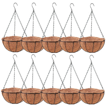 LaLaGreen Outdoor Hanging Baskets (10 in, 10 Pack) Coco Liner Flower Pots