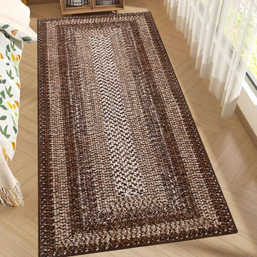 2x6 Runner Rug Braided Print Hallway Area Rugs Machine Washable