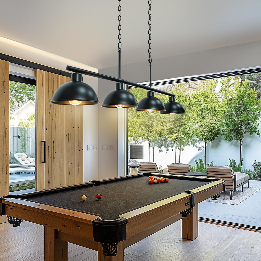 Pool Table Light for 7' 8' Adjustable Billiard Lights Hanging Over Pool Table Lights, 4 Light Industrial Chandelier