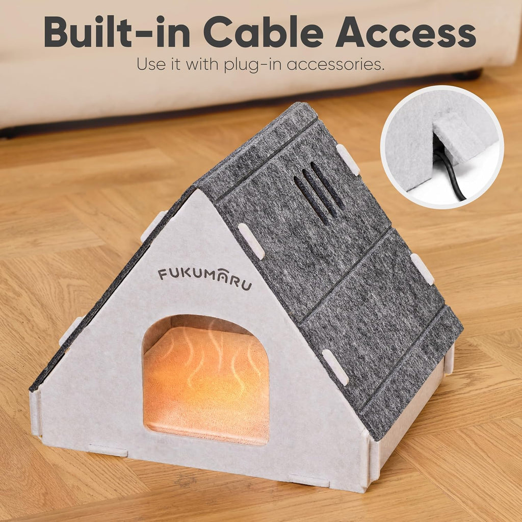 Cat House Cave Bed for Indoor Cats, Large Warm Felt Cat Hideaway