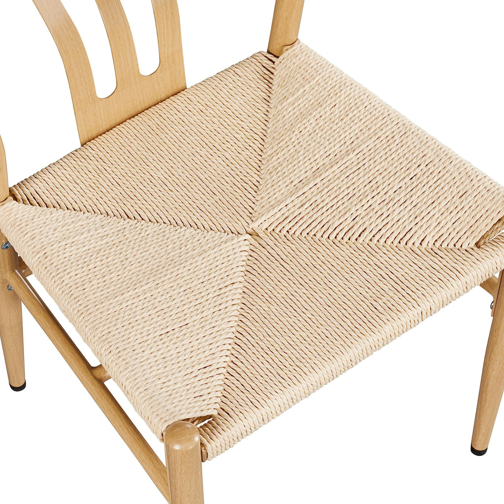Dining Chairs Set of 4 Mid Century Modern Woven Chairs Wood Color