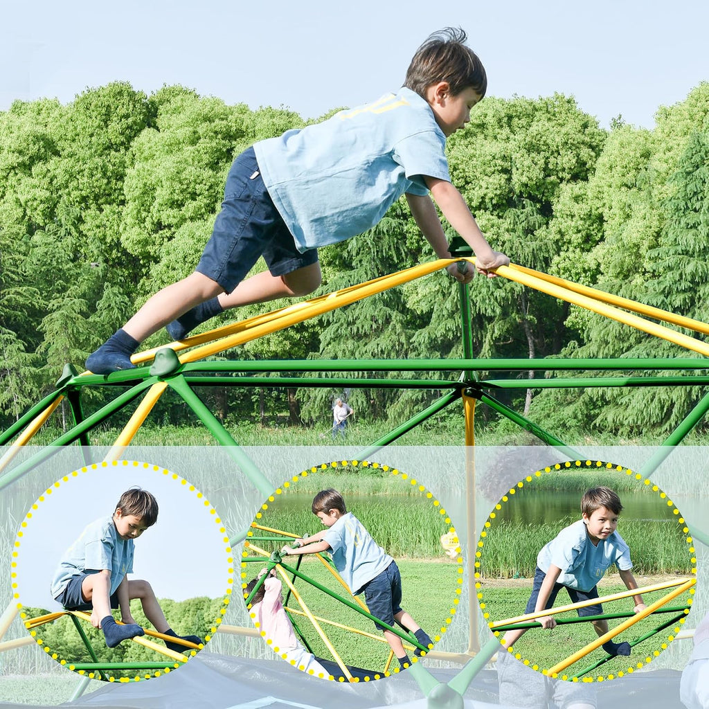 12 FT Climbing Dome for Kids 3-10, Outdoor Play Equipment Supporting 1000 lbs, Anti-Rust Jungle Gym, Easy Assembly