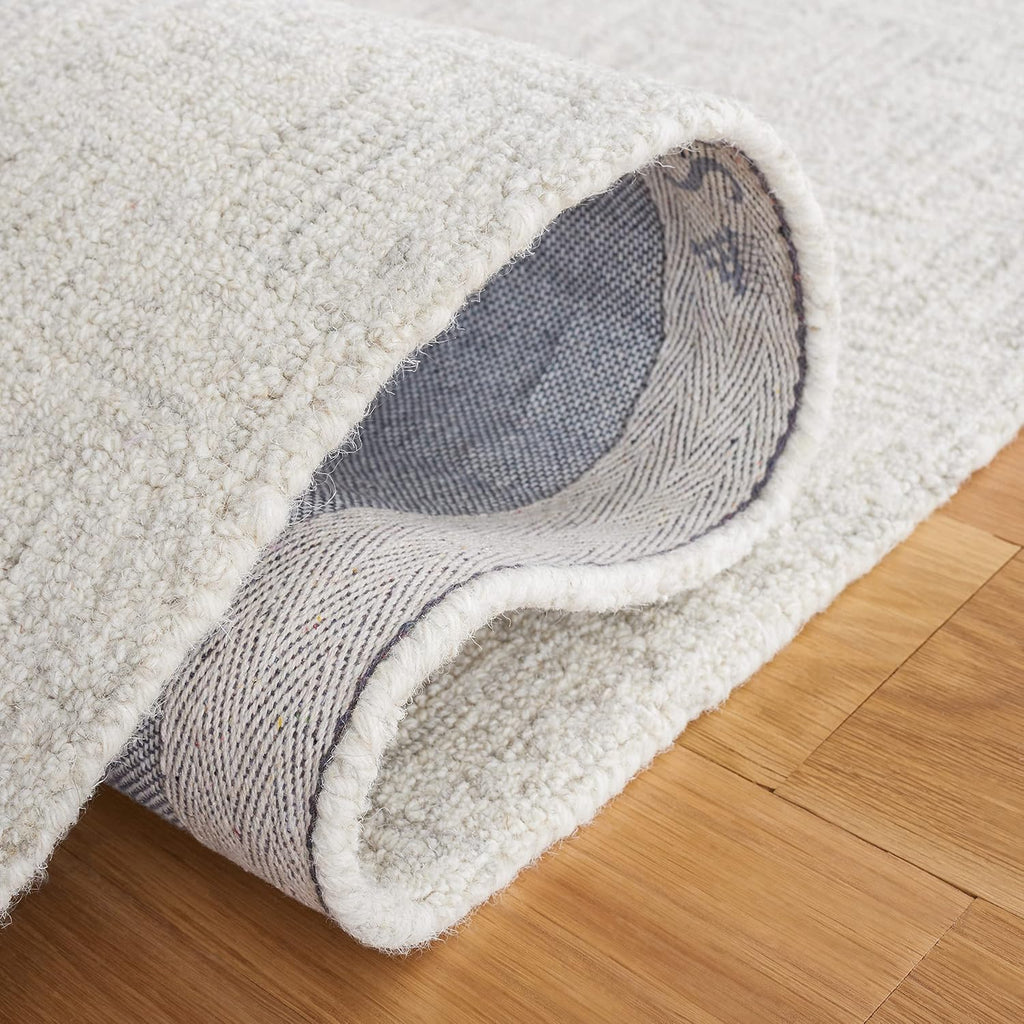 Micro-Loop X-Large Area Rug - 12' x 15', Light Grey & Ivory, Handmade Wool