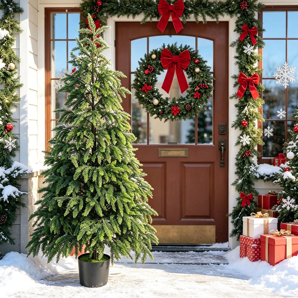 5FT Cedar Christmas Tree with Lights Artificial Potted Tree