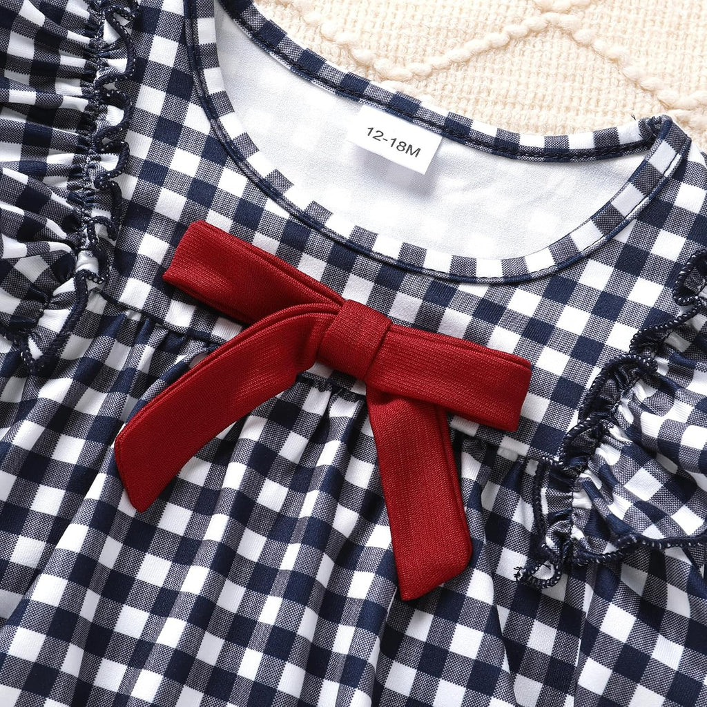 TREE Toddler Girl Fall Clothes Outfit Ruffle Bow Top Flare Pants Set