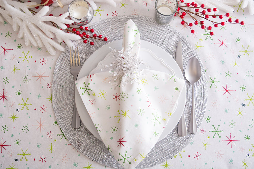 Woven Placemats Collection Metallic Round Placemat Set, 15", Platinum Silver, 4 Piece