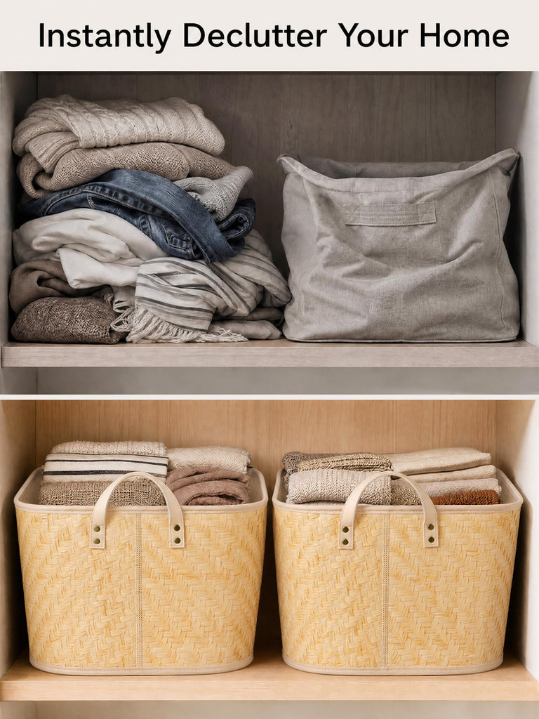 Oversized Storage Baskets Laundry Hampers with Structured Frame & Supported Bottom, Extra Large Closet Bins for