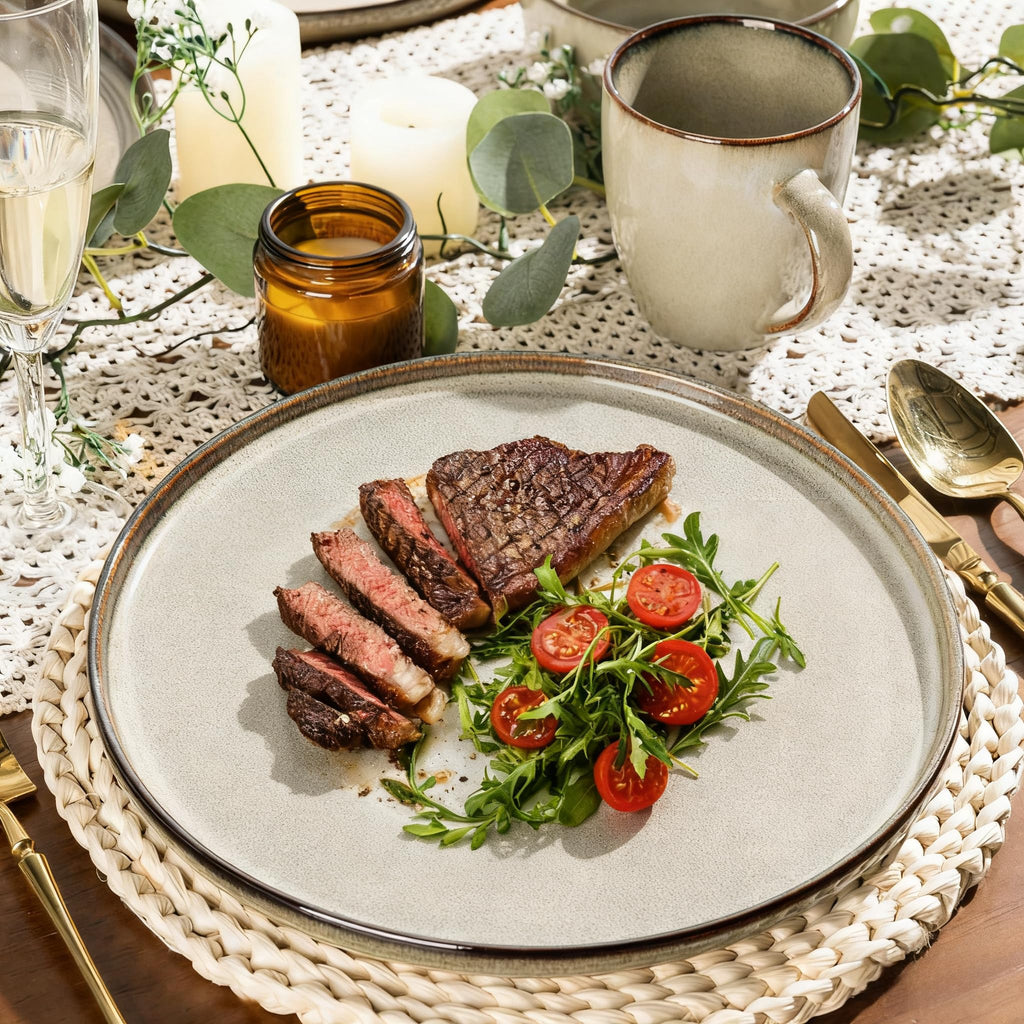 Dinnerware Sets for 6, 24 Pieces Ceramic Plates and Bowls Set