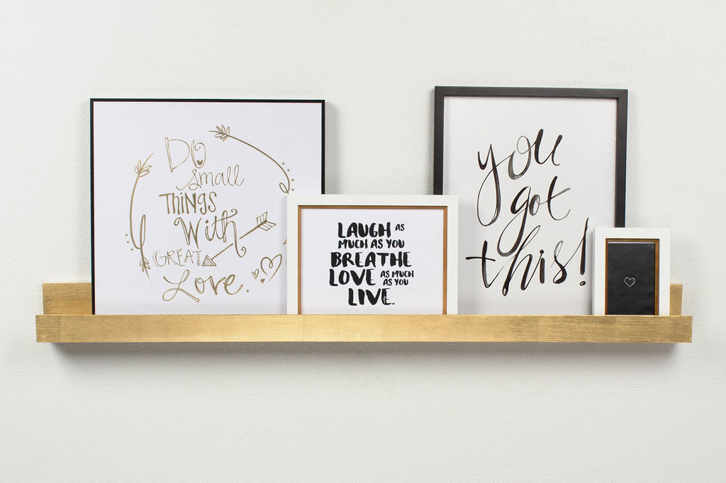 Levie Modern Floating Wall Shelf Picture Frame Holder Ledge, Gold