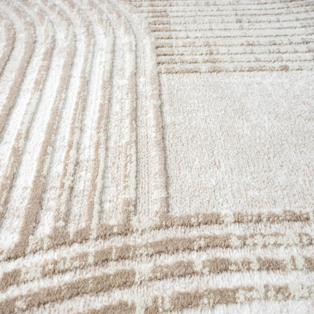 Abani Cream Area Rug for Living Room, Bedroom -Mid-Century Modern- 6' x 9' -Durable & Easy to Clean