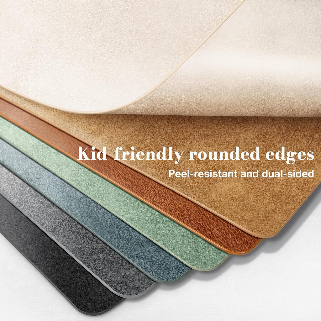 Faux Leather Placemats, Vinyl Placemats Heat Resistant - Set of 4
