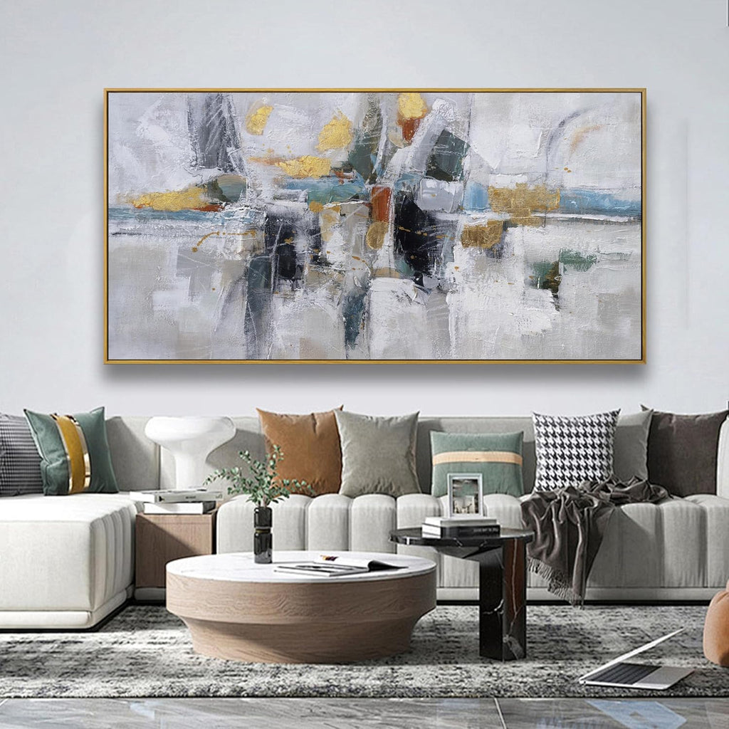 Framed Large Wall Art Decor Abstract Wall Art Decor | White Canvas Wall Art Bathroom Office Kitchen Wall