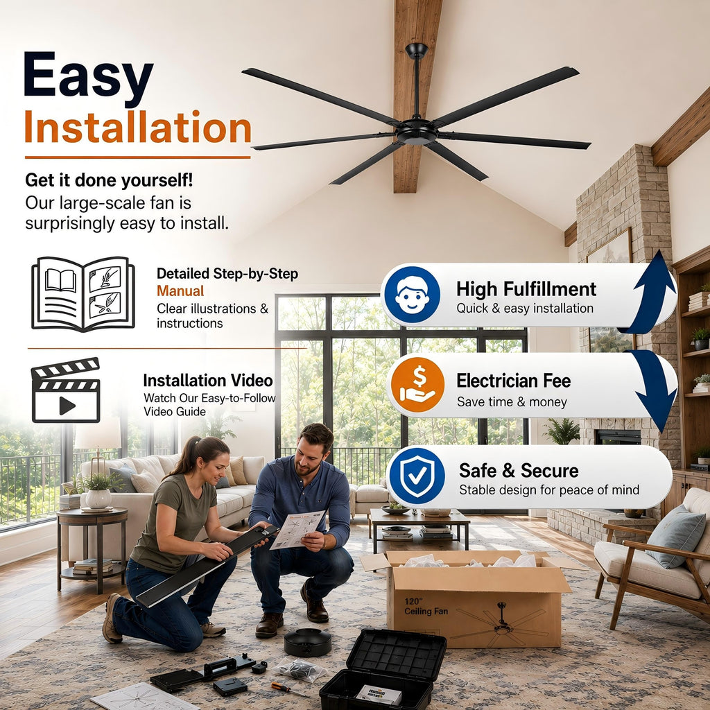 120 Inch Industrial Ceiling Fans Without Lights Large Ceiling Fan 19000 CFM