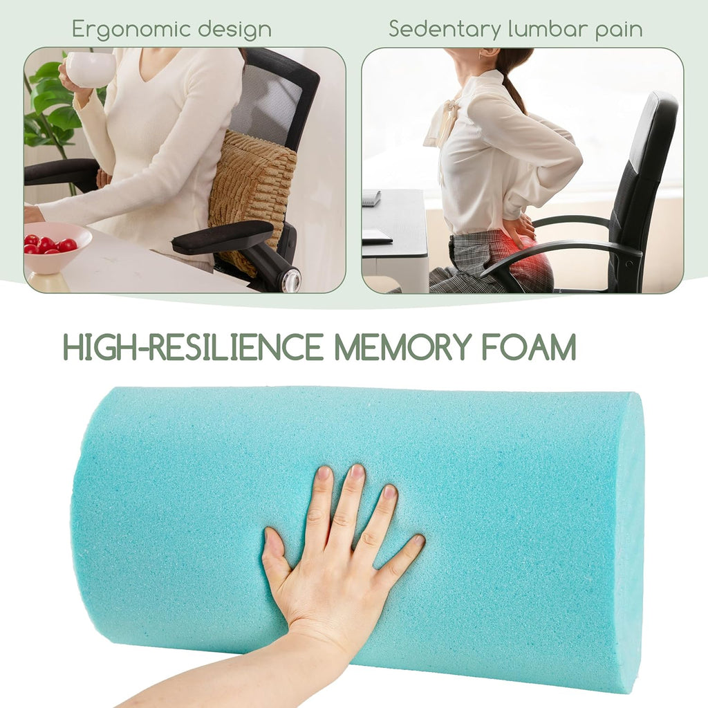 Lumbar Support Pillow for Recliner Chair/Office Chair/Couch, Memory Foam Back Support Cushion with Adjustable Strap