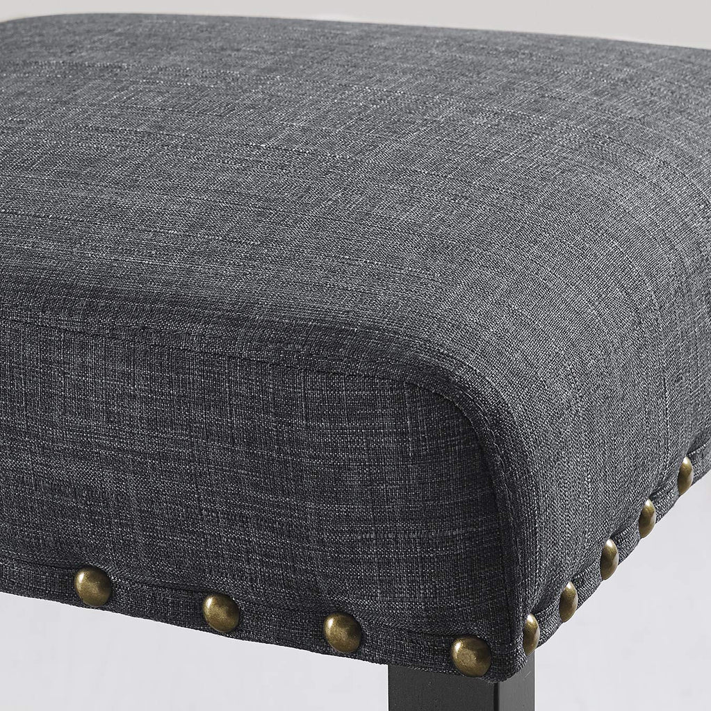 Collection Biony Espresso Wood Counter Height Dining Set with Gray Fabric Nailhead Stools