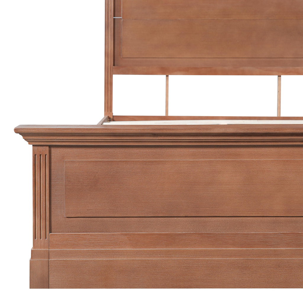 Rustic Solid Wood Bed Frame, Farmhouse Platform Bed with 53.5" Tall Headboard, Heavy Duty Wood Bed Frame