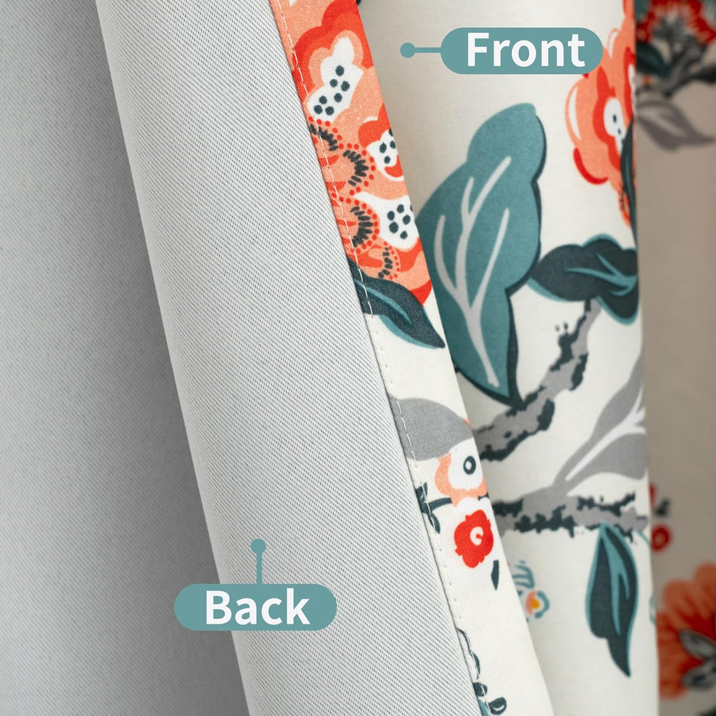 Ada Botanical Print Lined Flower Leaf Thermal Insulated Window Valance Rod Pocket 52 Inch by 14 Inch Plus 1.75 Inch