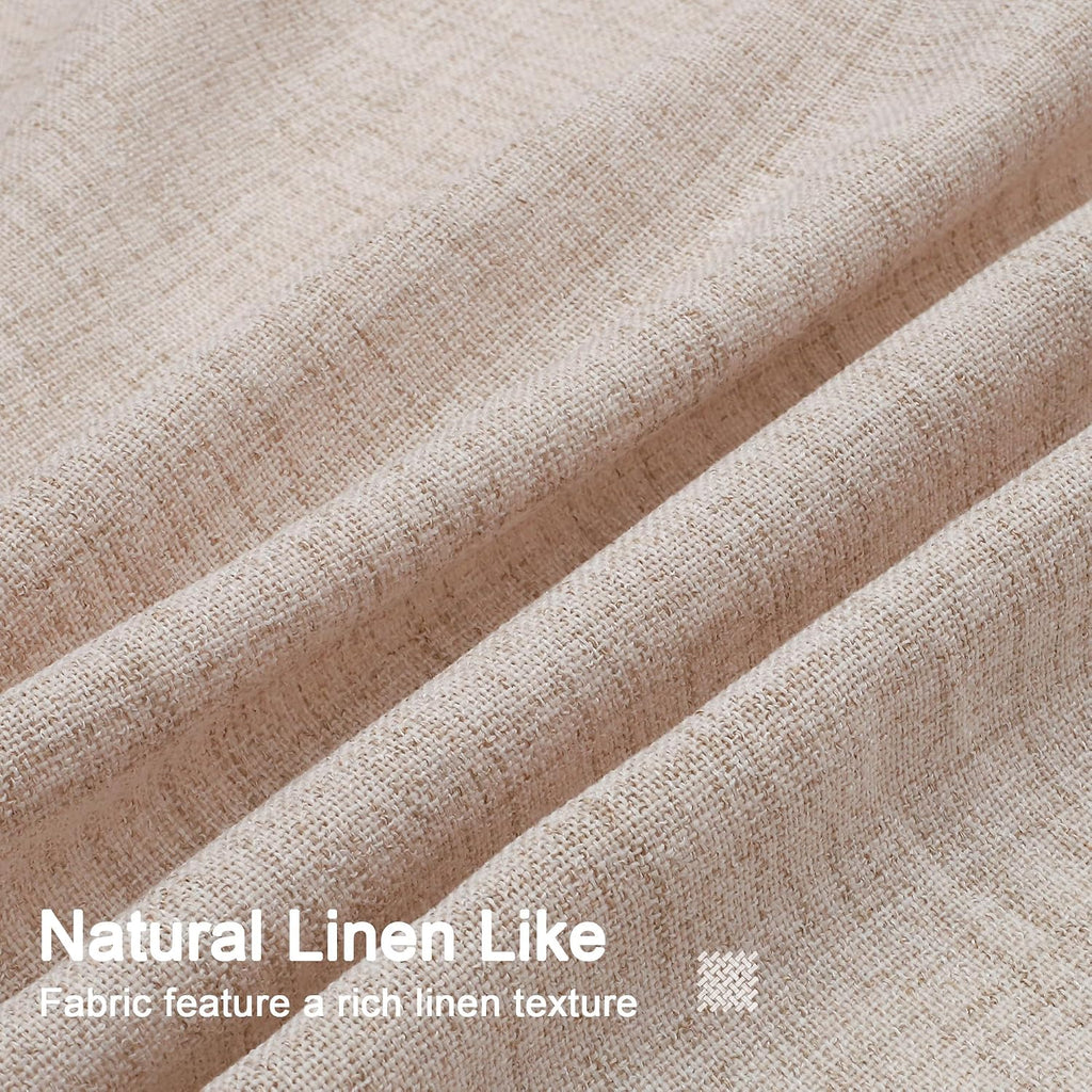 Camel Linen-Like Pinch Pleated Shower Curtain, 72 Inch Wide, Fabric Bathroom Curtain with Memory Shape, Modern
