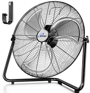 20 Inch Heavy Duty Floor & Wall Mount Fan - 5750 CFM High Velocity, 120-Watt, 3-Speed, Industrial Cooling for Garage