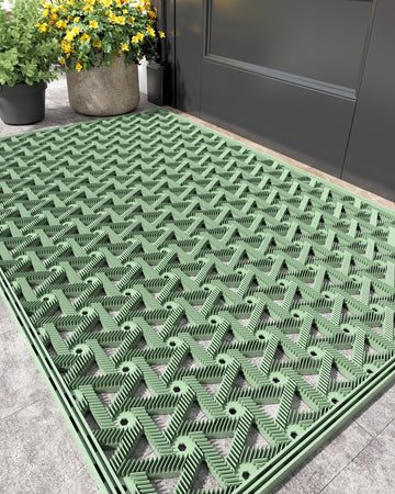 Door Mat Outside Entrance with Drainage, 24"X36" Green