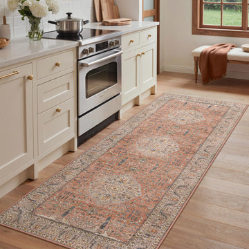 2x6 Non Slip Runner, Washable Kitchen Rugs Terracotta Brown