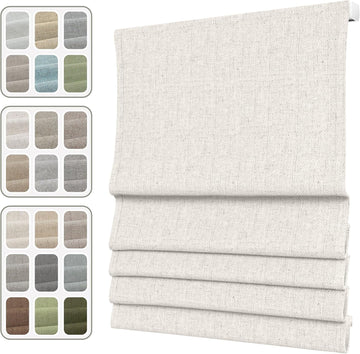 Cordless Roman Shades for Windows, Light Filtering or Blackout Roman Blinds, Thermal Insulated, UV Protection