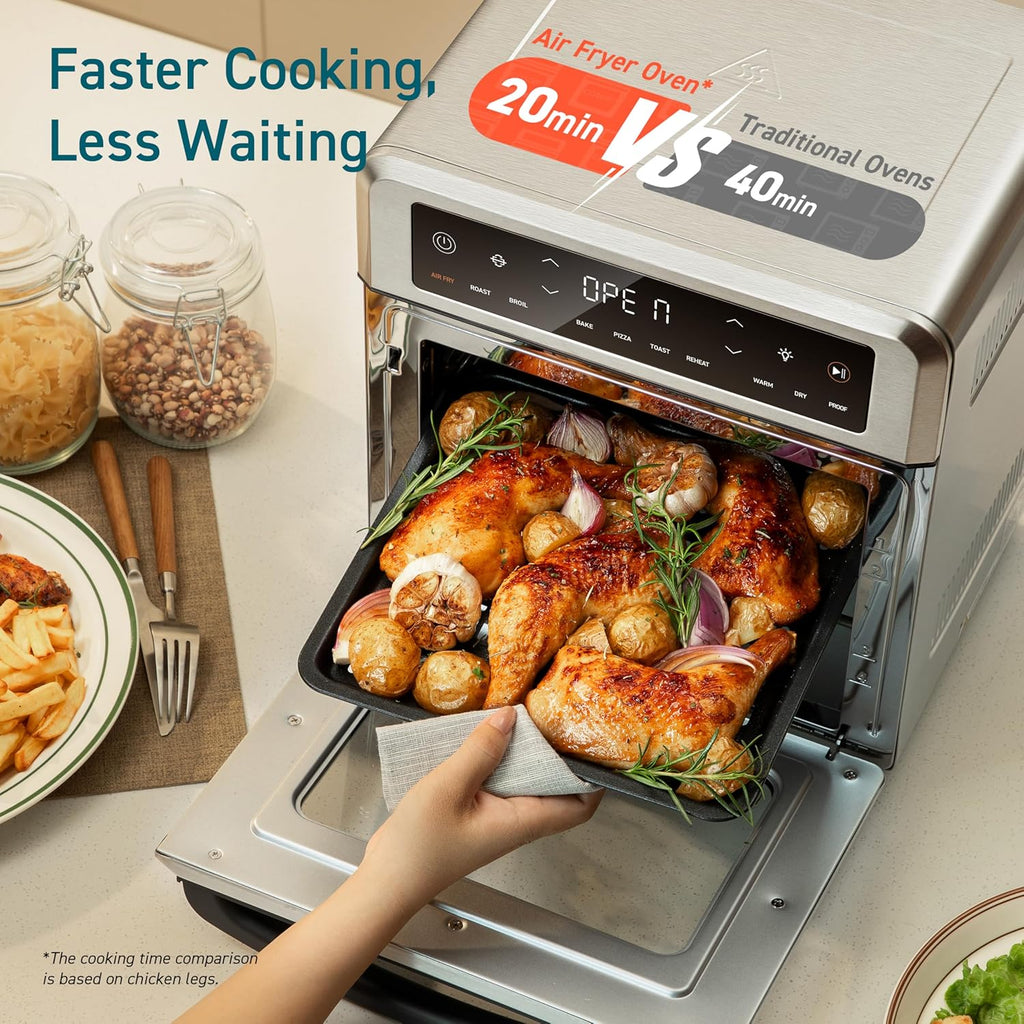 11-in-1 Air Fryer Oven, 13Qt Small Footprint Airfryer combo with Rotisserie, Toast, Bake, Roast, Reheat Functions and