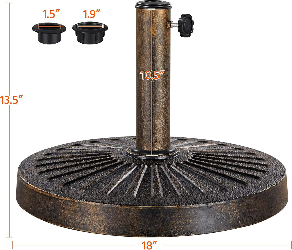 18'' 30lbs Umbrella Base Outdoor Living Round Antiqued Umbrella Stand Heavy Duty Market Patio Umbrella Base