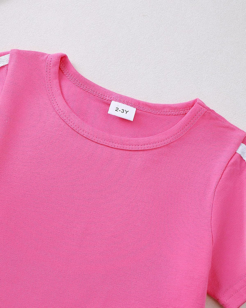 Toddler Baby Girl Clothes Short Sleeve Crewneck Tops T Shirts Solid Color Shorts 2 Piece Set Summer Outfits