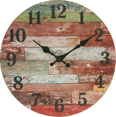Stonebriar Rustic 12 Inch Round Wooden Wall Clock, Battery Operated, Vintage Farmhouse Wall Decor for the Kitchen